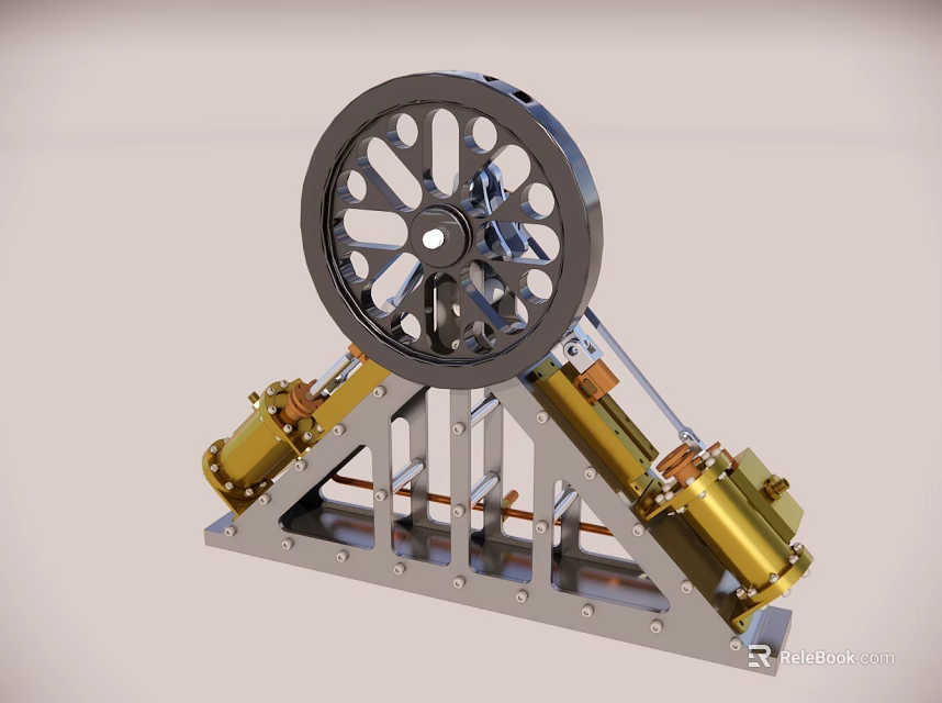Mechanical Device With Large Gear Wheel And Metal Support Structure 3d model