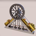Mechanical Device With Large Gear Wheel And Metal Support Structure 3d model