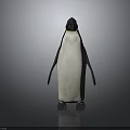 3D Penguin Model With Black And White Feathers And Orange Beak Standing On Gray Background