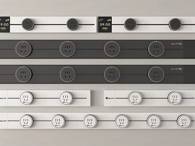 Modern Switch Panels With Black And White Design Multiple Switches And Socket Outlets 3d model