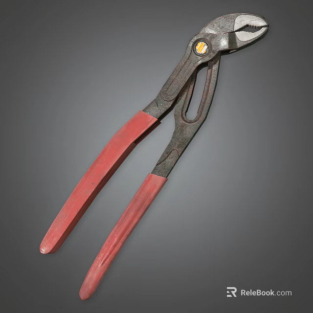 Sturdy Hardware Pliers with Ergonomic Red Handles for Heavy Duty Tasks 3d model 