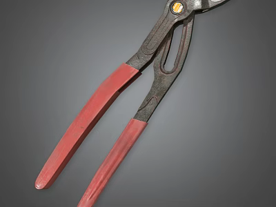 Sturdy Hardware Pliers with Ergonomic Red Handles for Heavy Duty Tasks 3d model