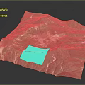 Detailed 3D Terrain Model Featuring Mountain Ranges Green Vegetation And Snowy Peaks