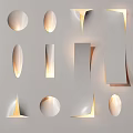 Modern Wall Lamps With Diverse Shapes And Warm Lighting On Gray Wall