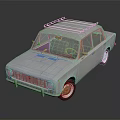 Vintage Classic White Sedan with Roof Rack and Retro Exterior Design