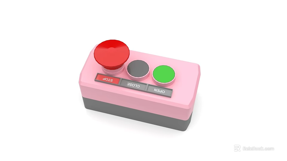 Pink Control Device With Three Buttons Red Gray Green And Numbers 4015 4000 4420 3d model 