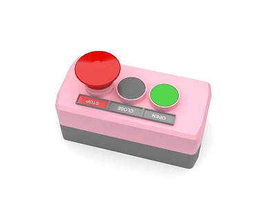 Pink Control Device With Three Buttons Red Gray Green And Numbers 4015 4000 4420 3d model