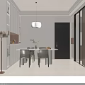 Modern Bright Cream Tone Living And Dining Room Interior With Comfortable Sofa And Elegant Vertical Blinds