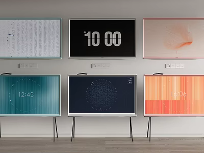 Six Stylish TVs with Wall Mounted and Stand Designs Various Screen Displays 3d model