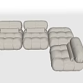 Modular Sectional Sofa Light Gray Upholstered Modern Comfortable Seating For Living Room 3d model