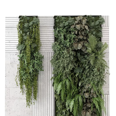 Indoor Living Plant Wall With Diverse Foliage And Lush Green Hanging Plants 3d model