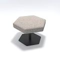Modern Hexagonal Bar Stool With Light Gray Fabric Seat And Black Metal Base