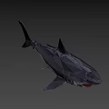 Low Poly Shark 3D Model Featuring Geometric Design And Open Mouth
