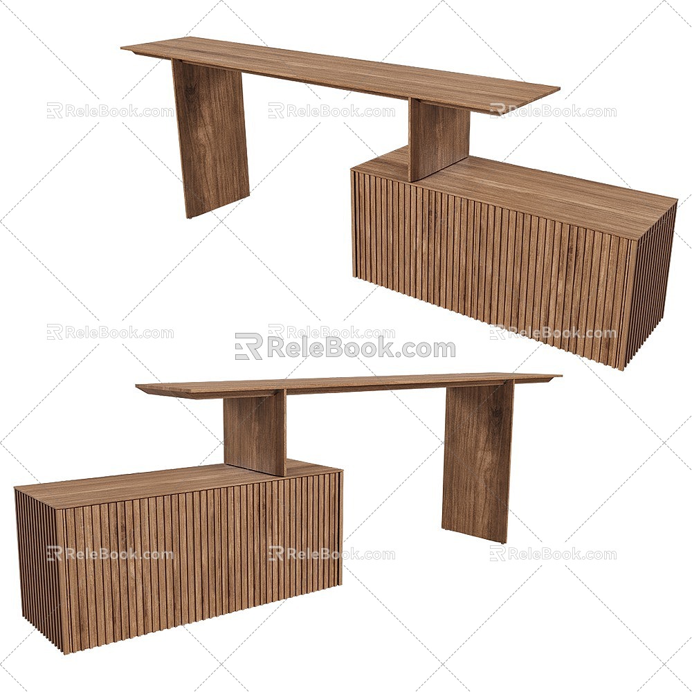 Solid wood side table 3d model