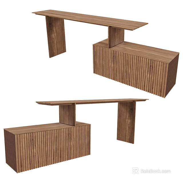 Elegant Modern Wooden Side Table Featuring Striped Design And Sturdy Structure 3d model 
