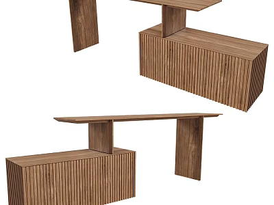 Elegant Modern Wooden Side Table Featuring Striped Design And Sturdy Structure 3d model