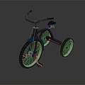 Blue Tricycle With Sleek Design Metal Frame Three Wheels Handlebars And Seat