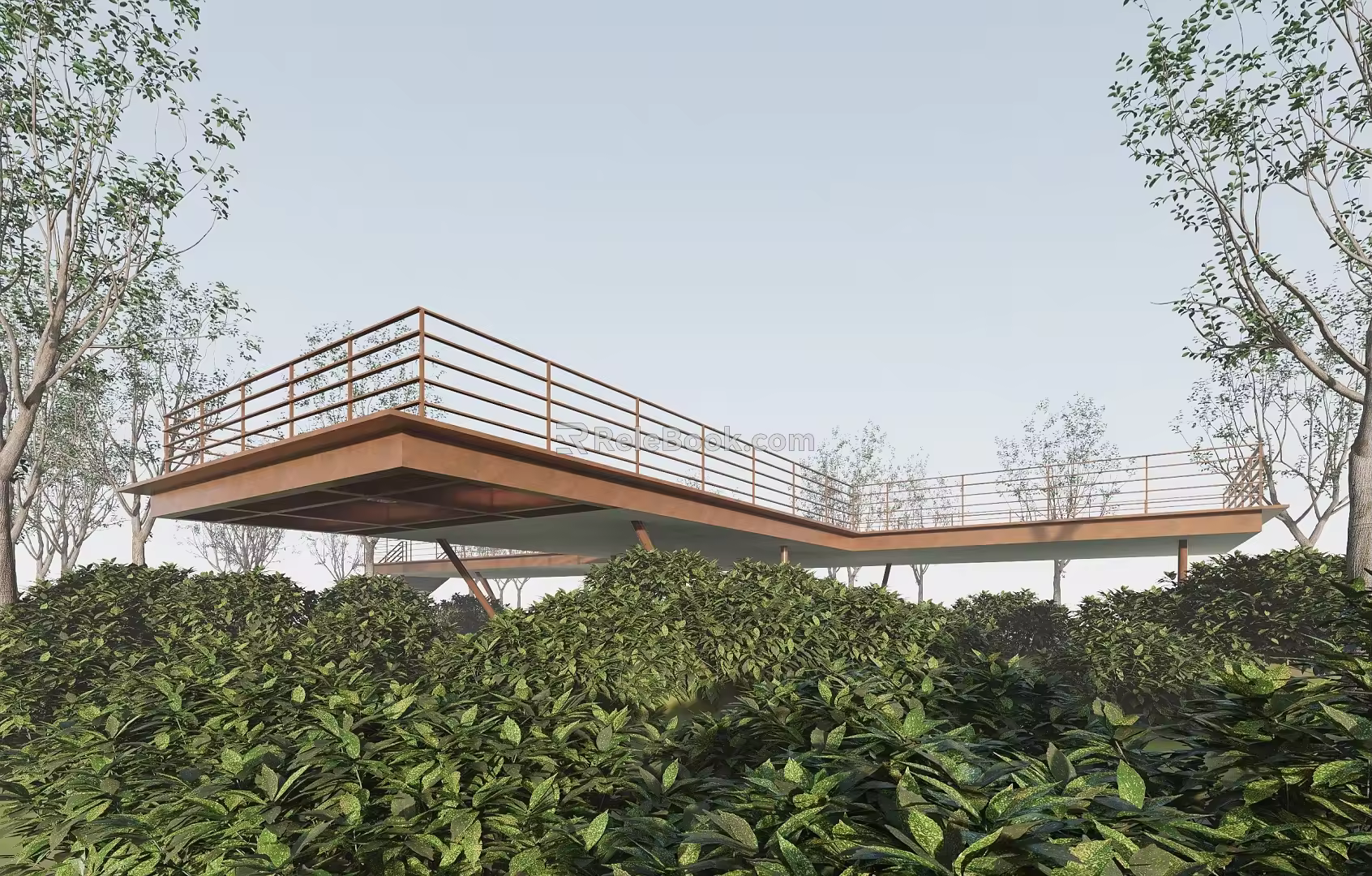 Modern viewing platform Landscape platform Landscape structure Mountain viewing platform 3d model