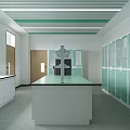 School Modern Laboratory Interior With Functional Lab Tables Cabinets Fume Hoods And Windows