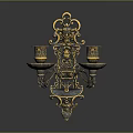 Antique Wall Sconce With Intricate Gold Black Decor And Candle Holders