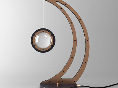 Modern Arched Table Lamp With Round Transparent Glass Shade And Black Base 3d model