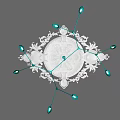 Elegant Ornate Carved Chandelier With Blue Light Bulbs And Intricate Design