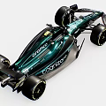 Green Formula 1 Racing Car with Aramco Cognizant BOSS Sponsorship Logos and Sleek Aerodynamic Design