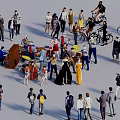 Group of Diverse People Talking Biking Taking Photos and Playing Piano with Various Poses
