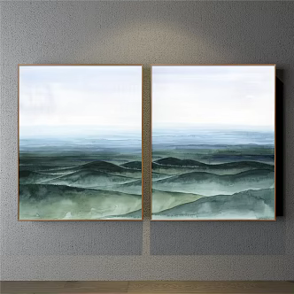 Modern landscape painting simple green bedroom abstract decorative painting 3d model