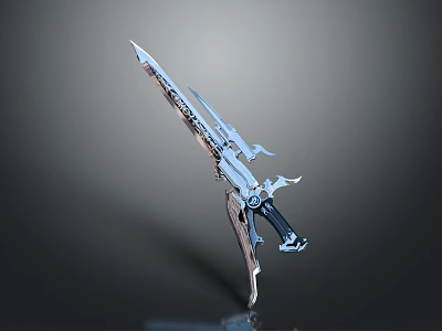 Futuristic Sci Fi Weapon With Metallic Blade And Intricate Hilt Design 3d model