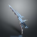 Futuristic Sci Fi Weapon With Metallic Blade And Intricate Hilt Design
