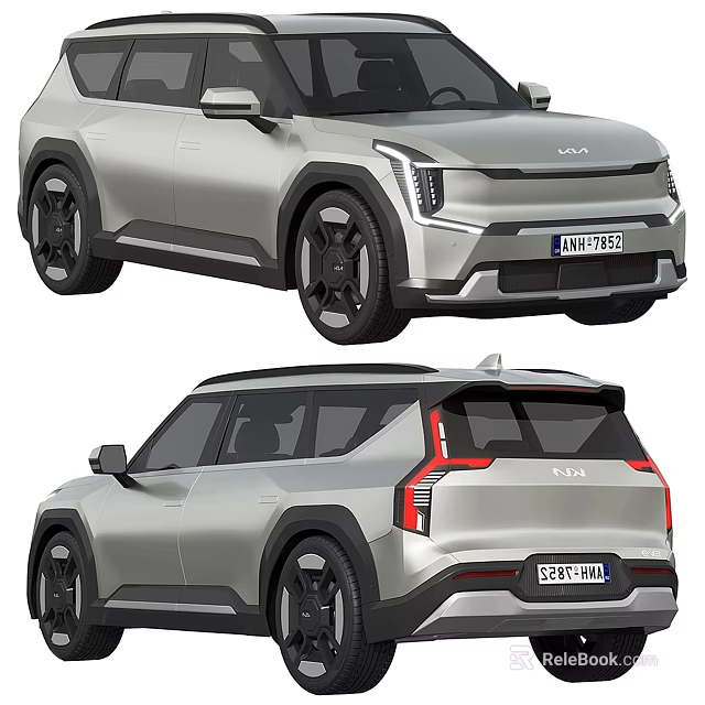 Silver Kia SUV Front And Rear View 3d model
