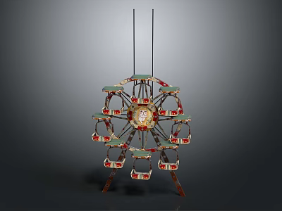 Colorful Ferris Wheel Model With Detailed Cabins And Metal Support Structure 3d model