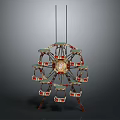 Colorful Ferris Wheel Model With Detailed Cabins And Metal Support Structure