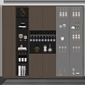 Modern Wooden Black Sideboard With Wine Rack Glass Holder Storage Decorations Books Lighting
