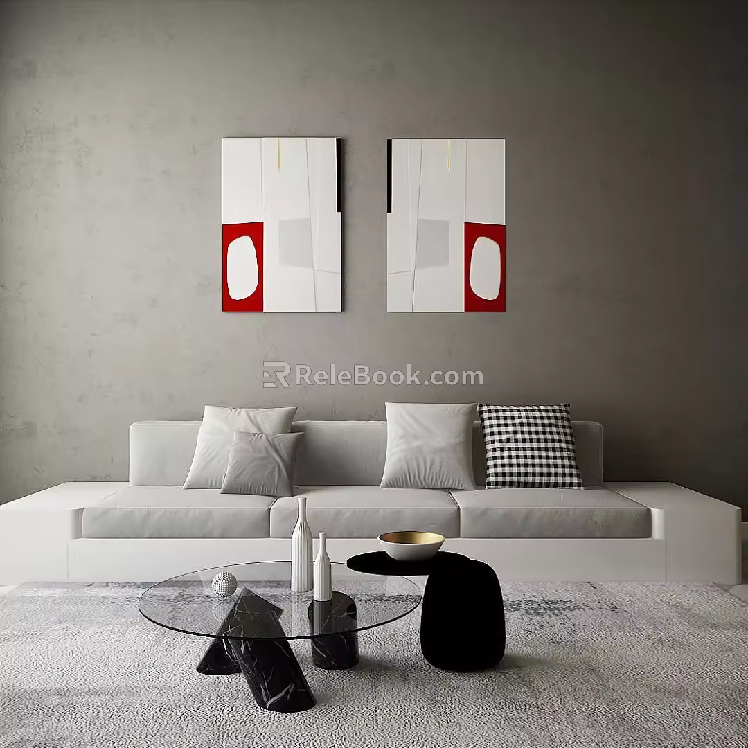 Sofa coffee table combination 3d model
