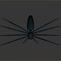 Blue Spider With Long Slender Legs And Oval Body In 3D Model Gray Background