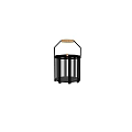 Modern Black Metal Floor Lamp With Wooden Handle And Minimalist Design