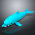 Blue Dolphin Toy Model With Smooth Surface And Black Background Reflection