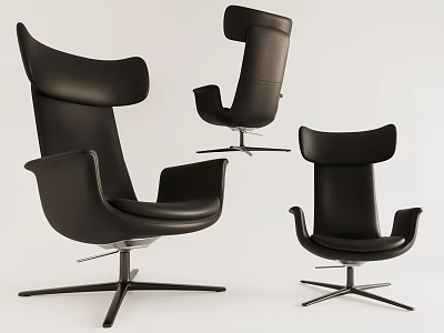 Black Modern Office Chairs with High Back Armrests and Metal Star Base in Various Styles 3d model