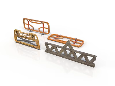 Metal Structural Frame Components In Orange And Brown With Geometric Shapes 3d model