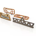 Metal Structural Frame Components In Orange And Brown With Geometric Shapes