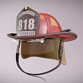 Red and Yellow Firefighter Helmet with 818 Number Transparent Face Shield and Black Strap