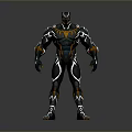 Futuristic Game And Movie Character With Green Armor And Orange Accents