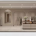 Modern Clothing Store Interior Design With Display Racks Mannequins Sofa And Lighting 3d model