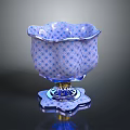 Blue Floral Pattern Ceramic Decorative Furniture Piece With Gold Base And Elegant Shape