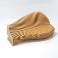 Creative Modern Abstract Sofa With Wooden Striped Design And Curved Unique Shape 3d model