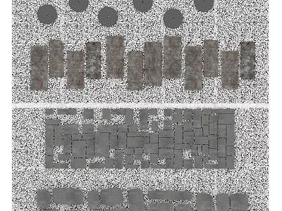 Natural Stone And Wood Flooring Design With Circular And Rectangular Patterns 3d model