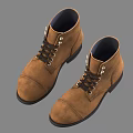 Brown High Top Leather Boots with Black Soles and Metal Eyelets for Men