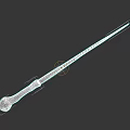Wooden Wand Weapon With Brown Handle And Slender Shaft On Gray Background